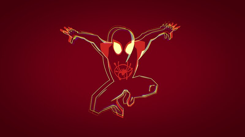 Spider-Man Character — Red, Dynamic, Digital Art, Spider Emblem