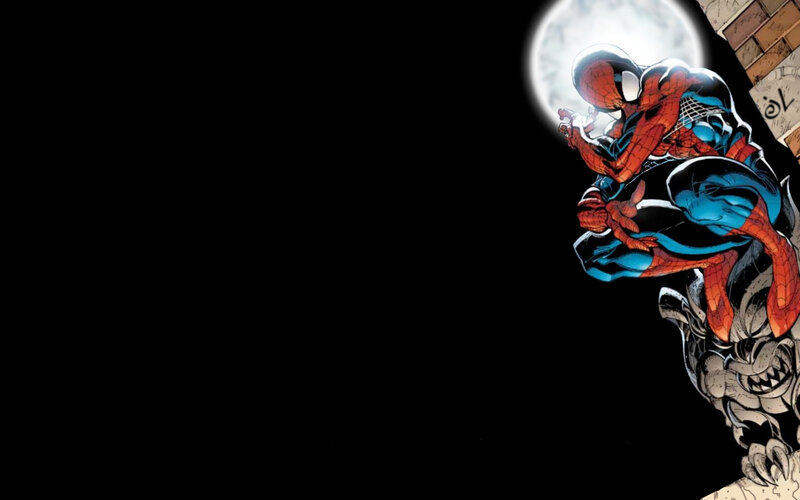 Spider-man Crouching — Black, Dramatic