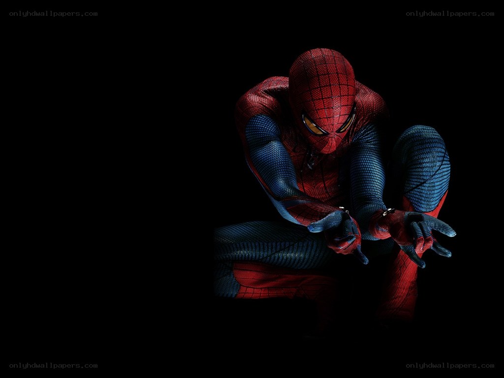 Spider-Man crouching in darkness