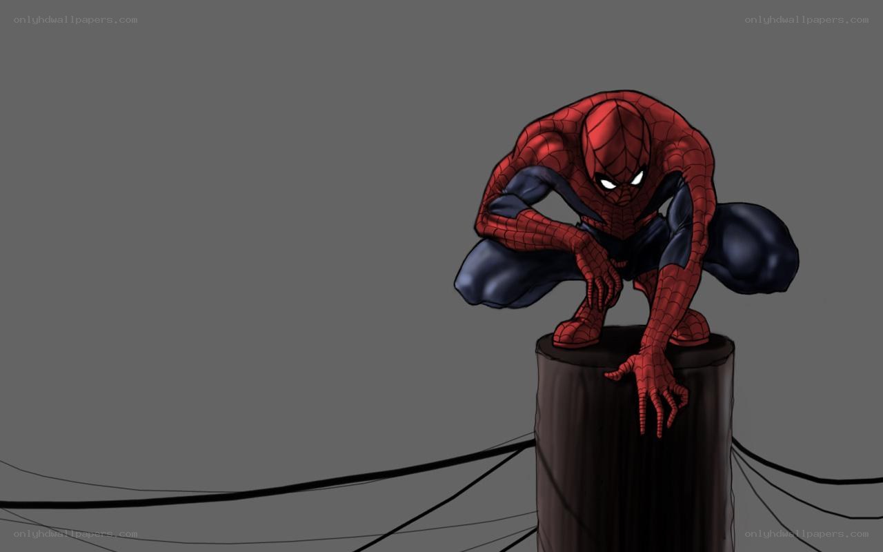 Spider-Man crouching on a pole