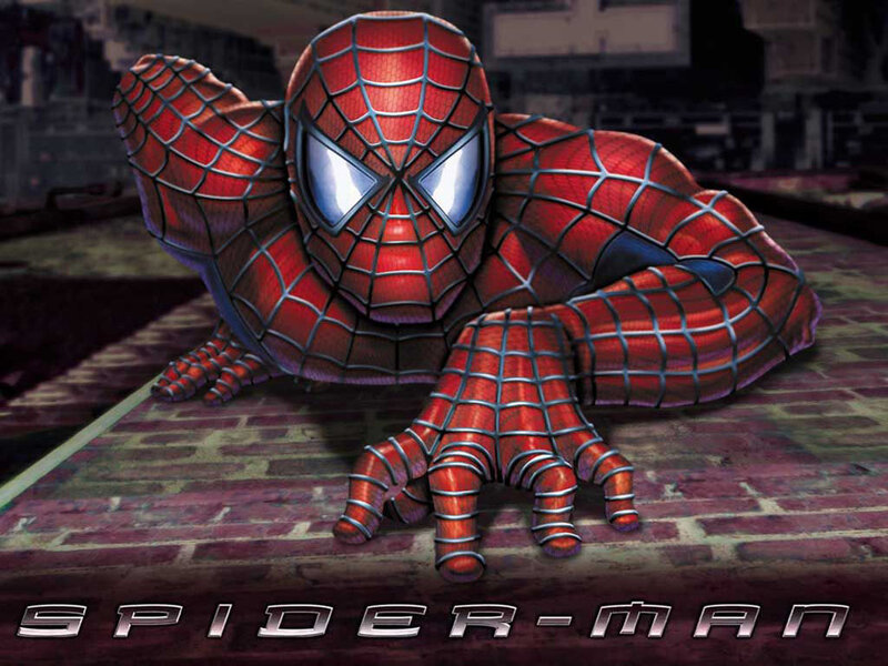 Spider-Man crouching on brick