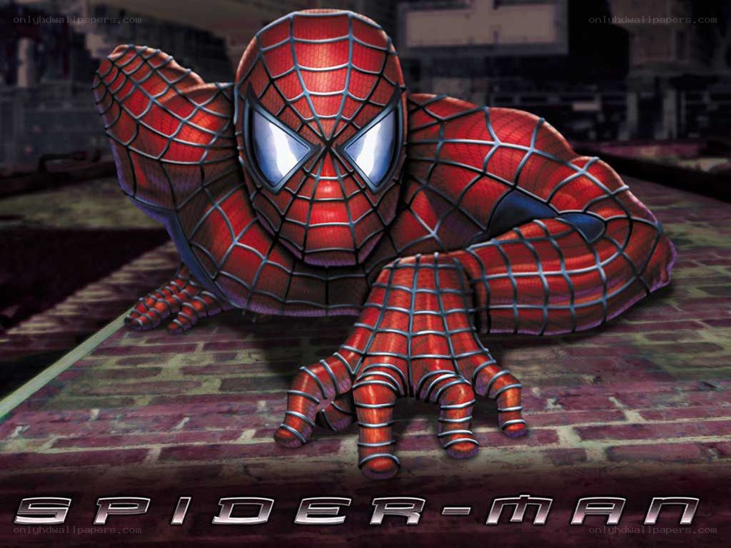 Spider-Man crouching on brick