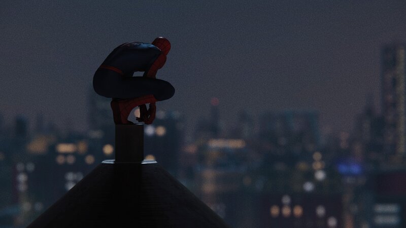 Spider-man Crouching on Roof