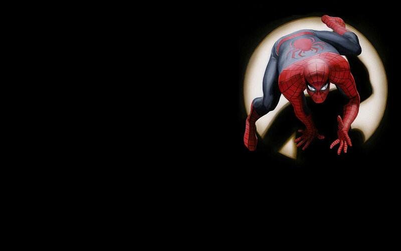Spider-man Crouching — Red, Dramatic, Night, Comic