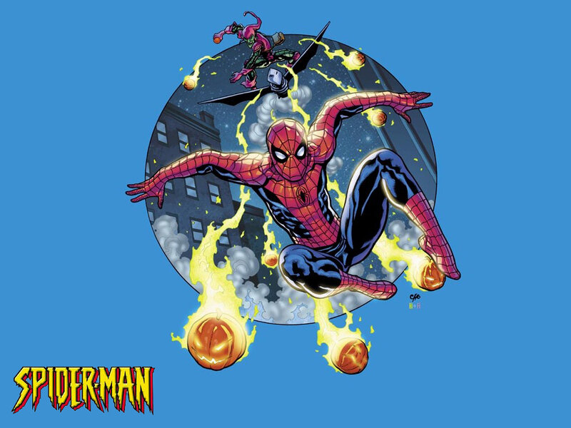 Spider-Man Fighting Green Goblin — Blue