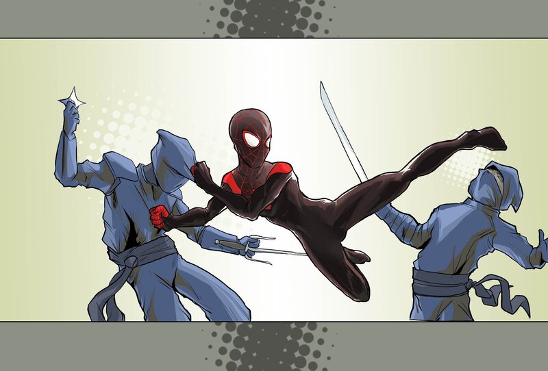 Spider-Man Fighting Ninjas
