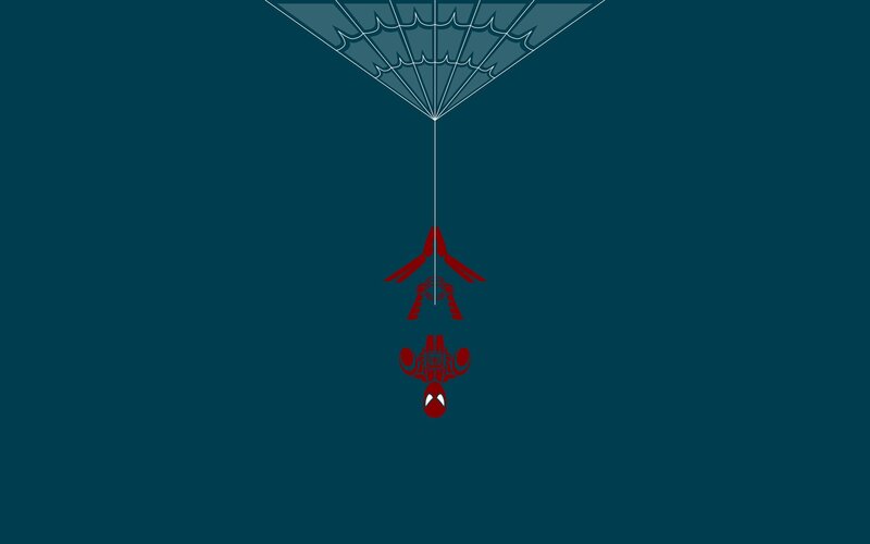 Spider-Man hanging from web