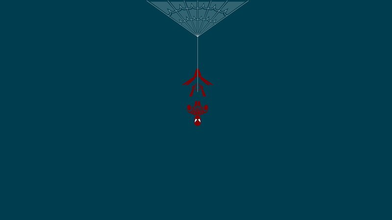 Spider-Man hanging from web