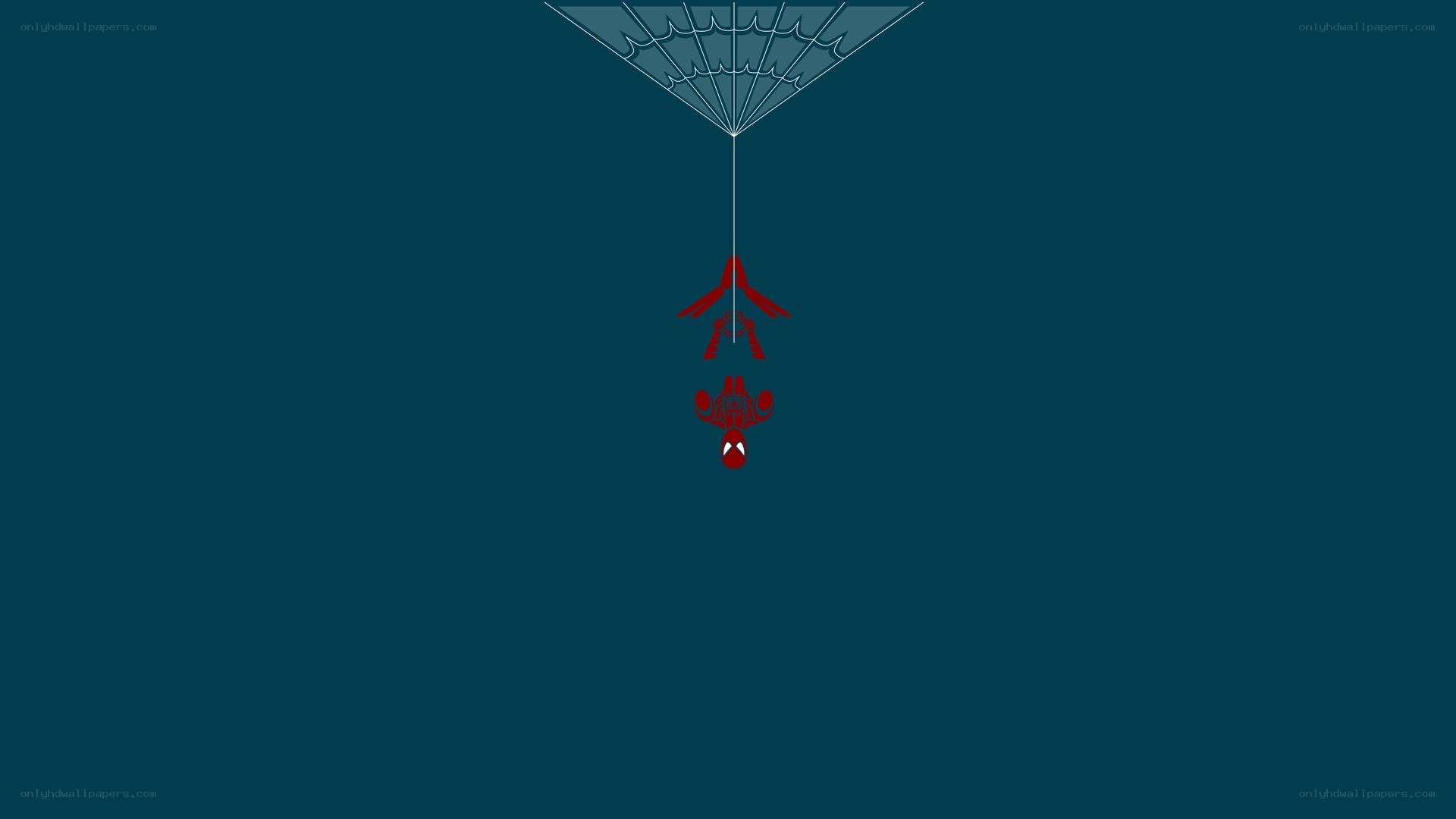 Spider-Man hanging from web