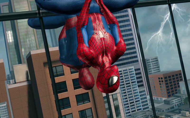 Spider-man Hanging Upside Down — Red, Dramatic, 3d Render