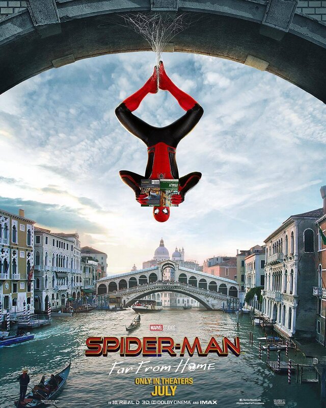 Spider-Man Hanging Upside Down — Red, Dramatic, Afternoon
