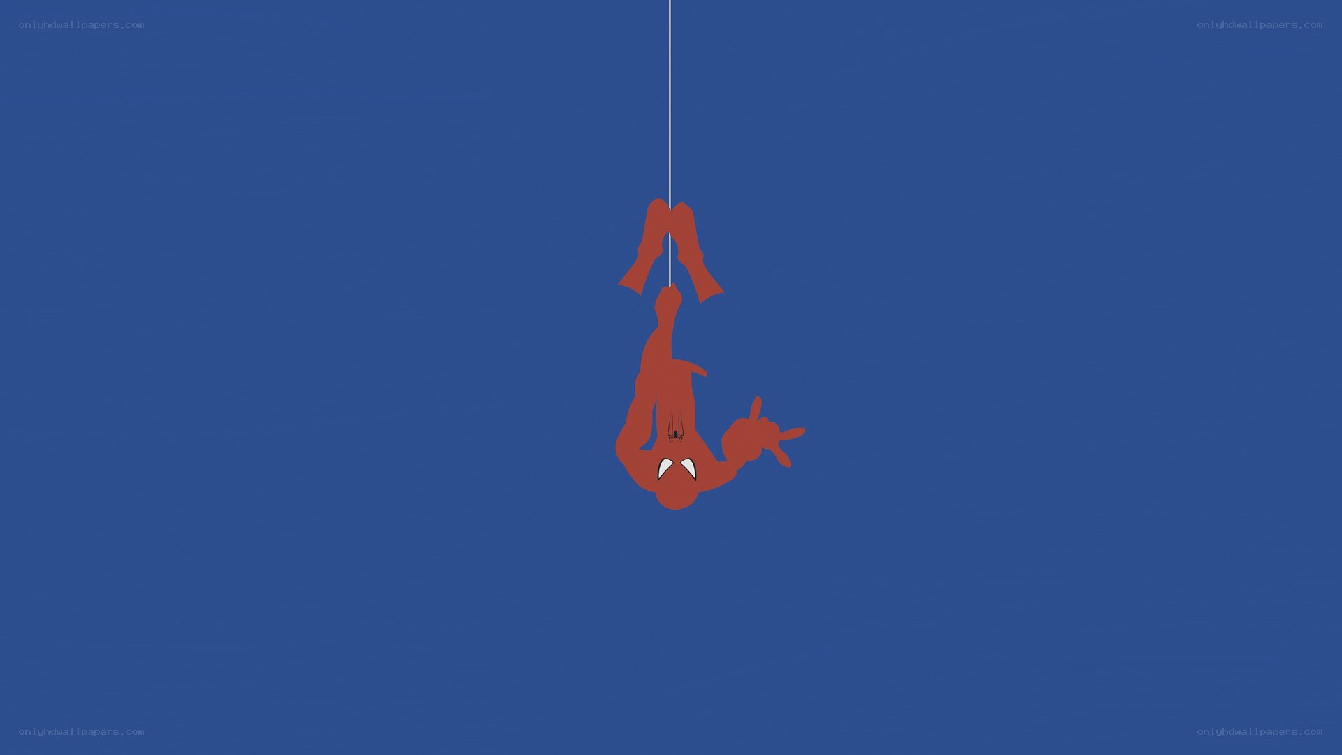Spider-Man hanging upside down
