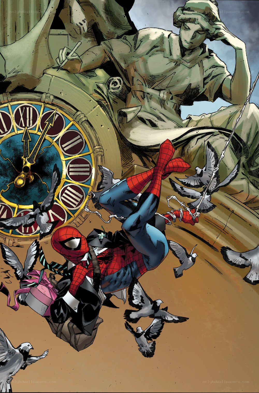 Spider-Man in a chaotic scene