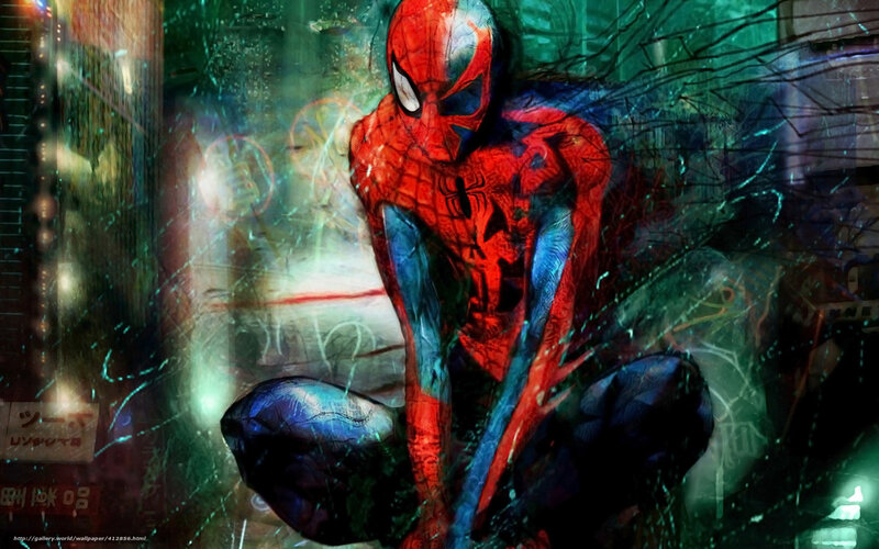 Spider-Man in a city at night