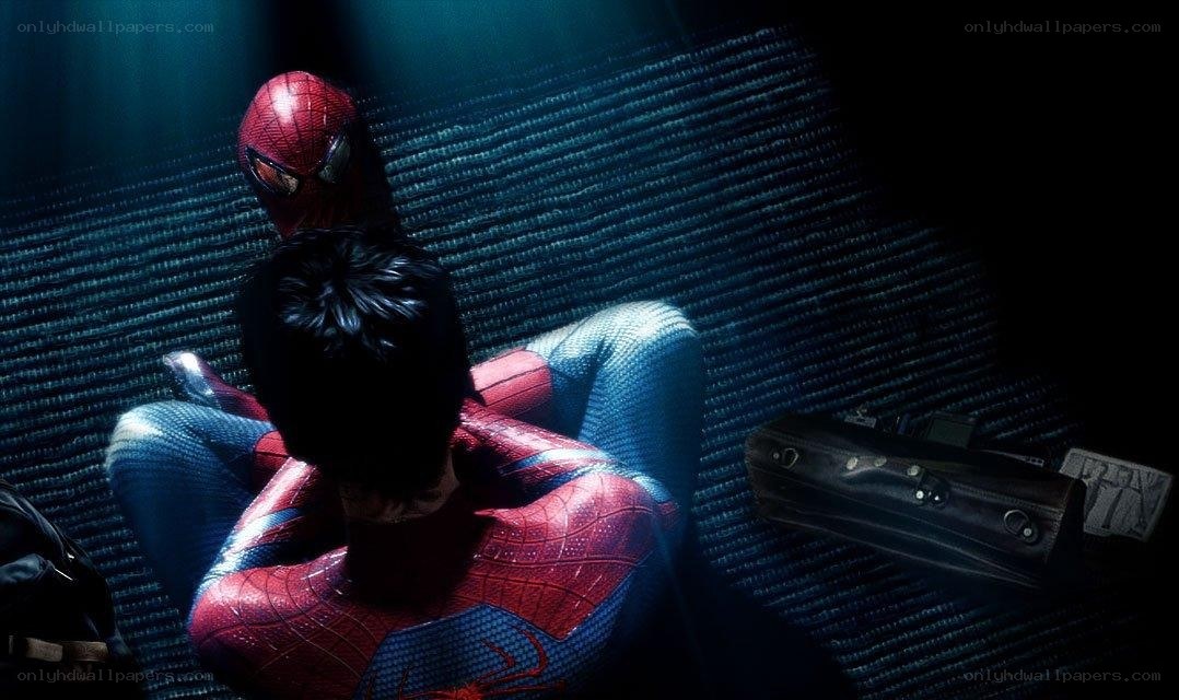 Spider-Man in a dark room