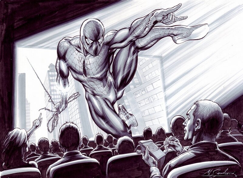 Spider-Man in a movie theater