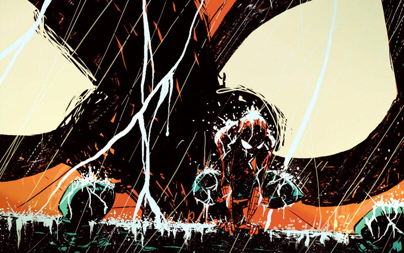 Spider-Man in a storm