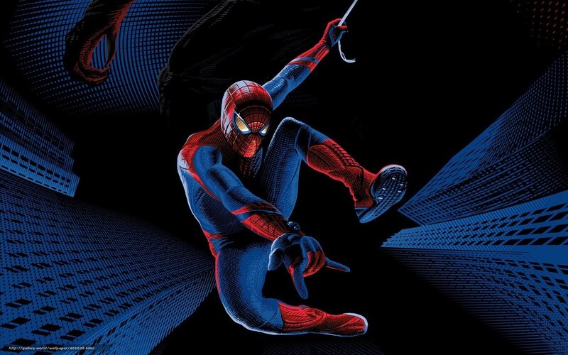 Spider-man in Action — Red, Dramatic, Night, Comic, Web