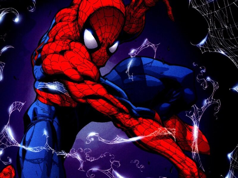 Spider-Man in Action — Red, Dramatic, Night, Comic, Webbing