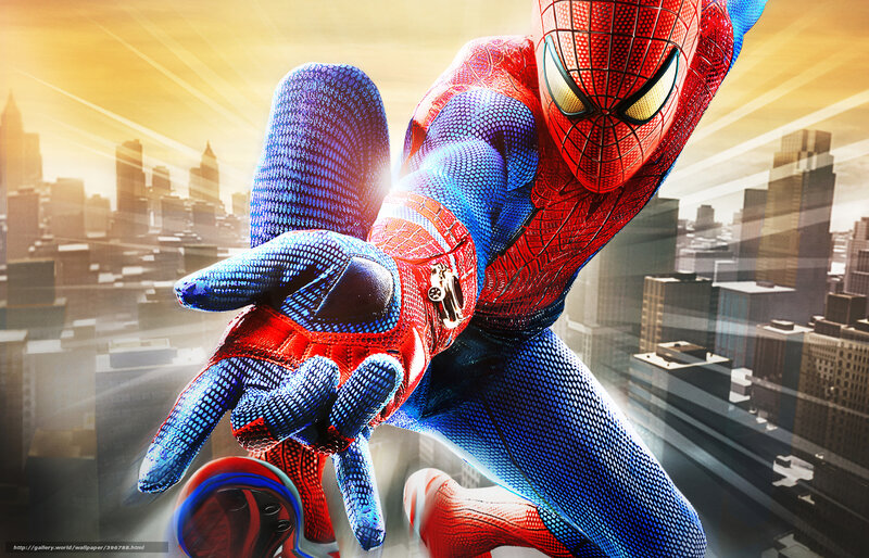 Spider-man in Action — Red, Dramatic, Sunset, Digital Art, Cityscape