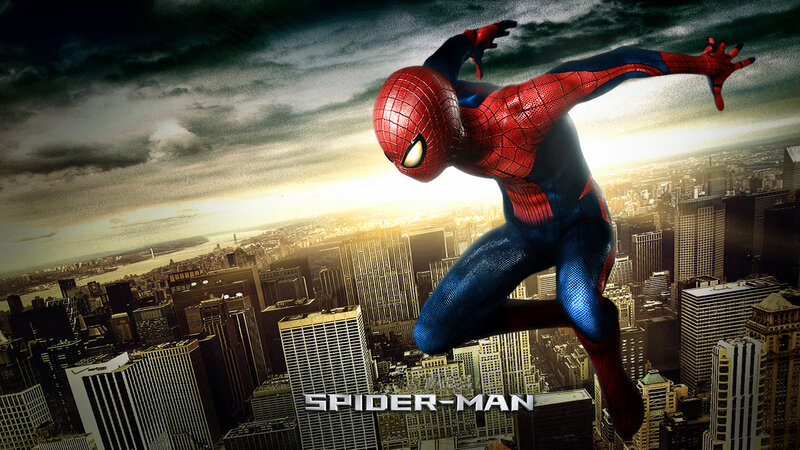 Spider-man in Action — Red, Dramatic, Sunset, Digital Art