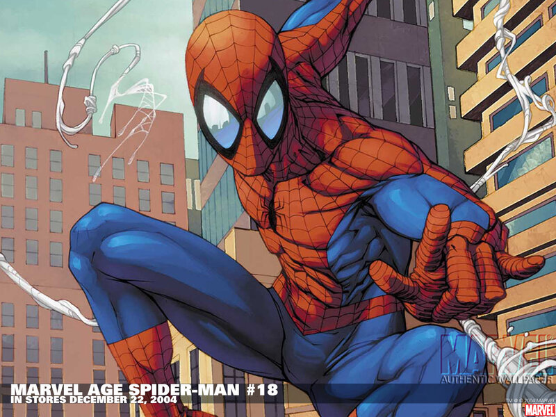 Spider-man in Action — Red, Dynamic, Afternoon, Comic, City Buildings