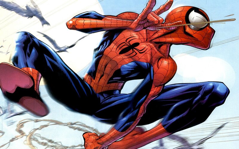 Spider-Man in Action — Red, Dynamic, Afternoon, Comic, Web, Bird, Arrow