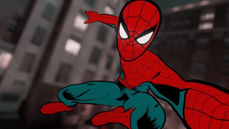 Spider-man in Action — Red, Dynamic, Night, Comic