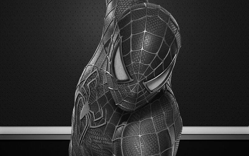 Spider-man in Black Suit — Dramatic, 3d Render