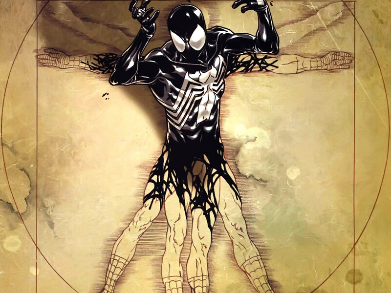 Spider-man in Black Suit — Dramatic, Comic, Vitruvian Man