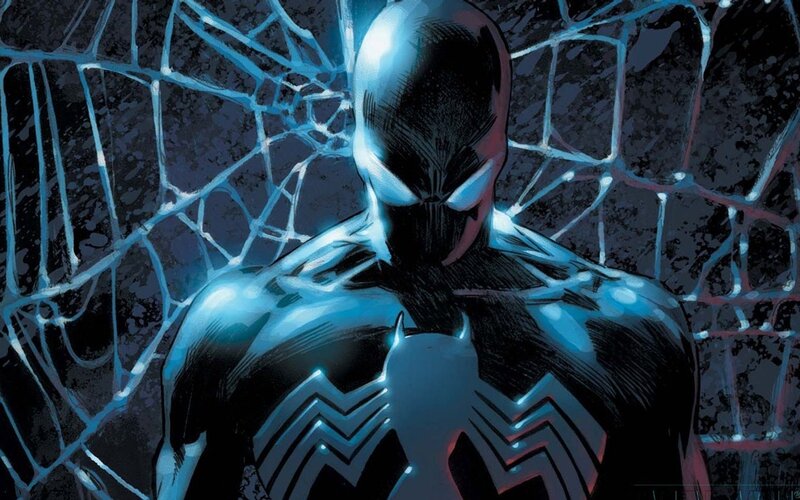 Spider-man in Black Suit — Dramatic, Night, Comic, Web Pattern