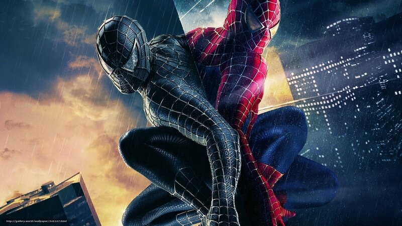 Spider-Man in Black Suit — Dramatic, Night, Digital Art, Rain, Cityscape