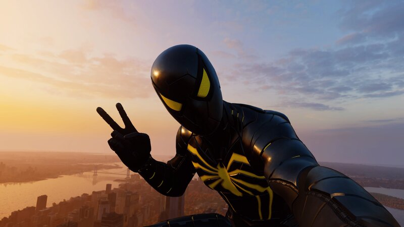 Spider-man in Black Suit — Dramatic, Sunset, 3d Render
