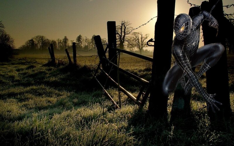 Spider-Man in Black Suit — Dramatic, Sunset