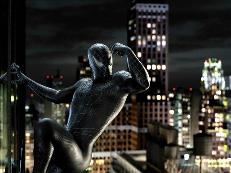 Spider-Man in black suit on building