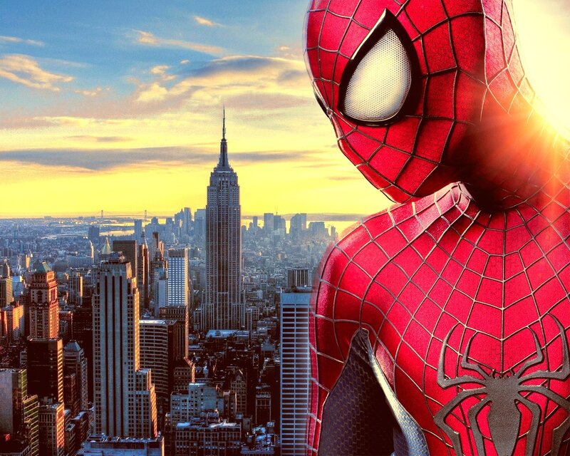 Spider-man in City — Red, Dramatic, Sunrise