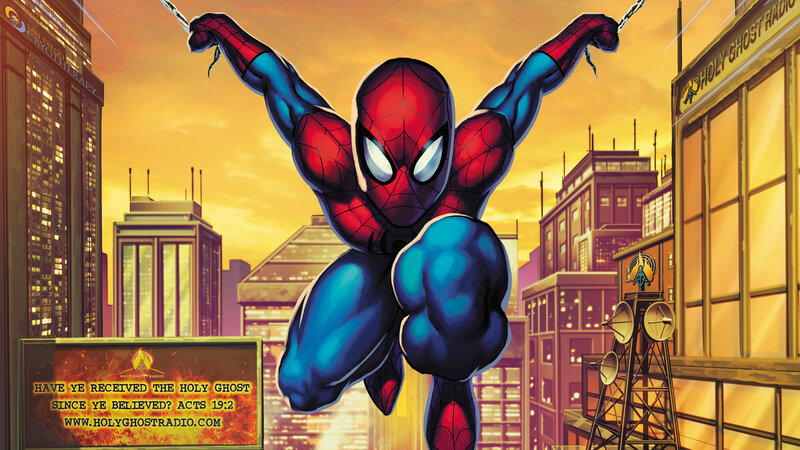 Spider-man in City — Red, Dramatic, Sunset