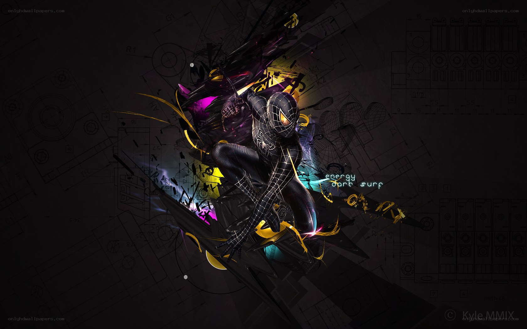 Spider-Man in dark suit artwork
