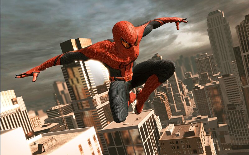 Spider-man in Flight — Red, Dramatic, Afternoon