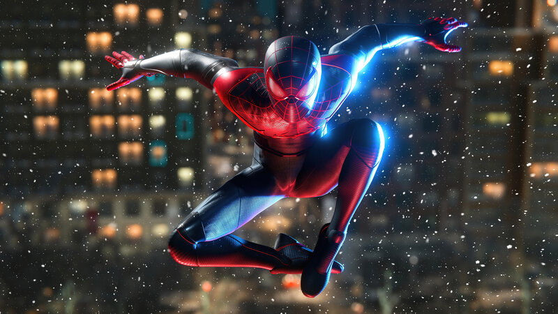 Spider-man in Flight — Red, Dramatic, Night