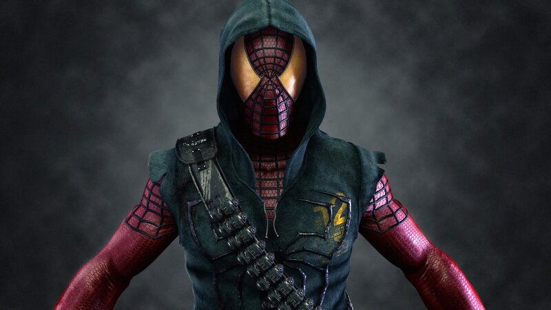 Spider-Man in hooded suit