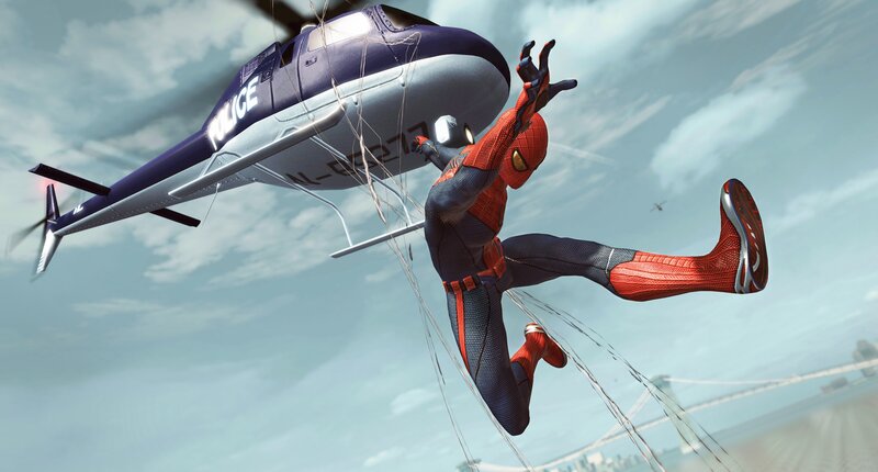 Spider-Man in Mid-air — Red, Action-packed