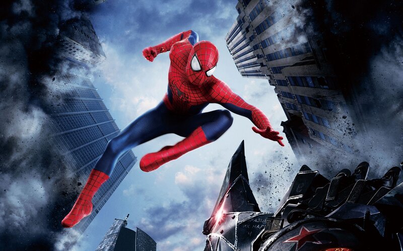 Spider-Man in Mid-air — Red, Dramatic, Afternoon, Digital Art