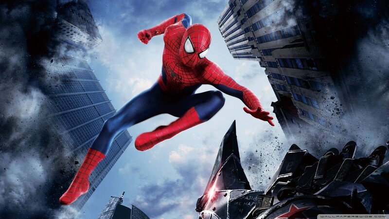 Spider-man in Mid-air — Red, Dramatic, Digital Art
