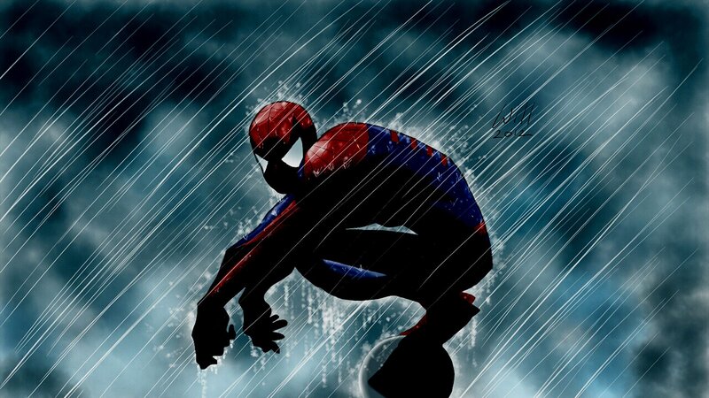 Spider-man in Rain — Blue