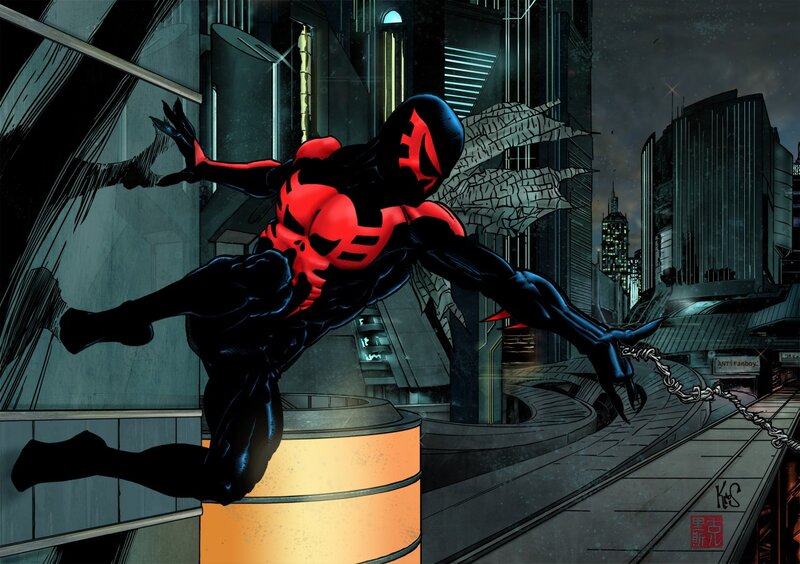 Spider-Man in red and black suit