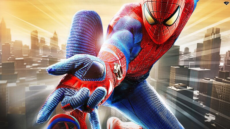 Spider-man in Red and Blue Suit — Dramatic, Sunset, Digital Art, Cityscape
