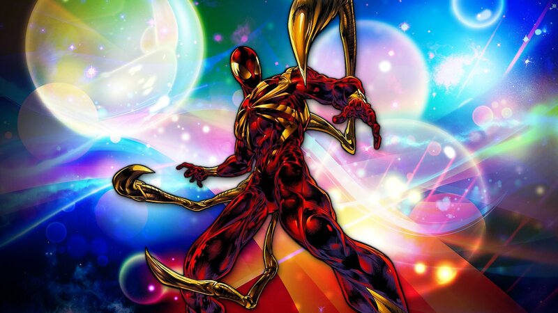 Spider-man in Red and Gold Suit — Dramatic, Digital Art