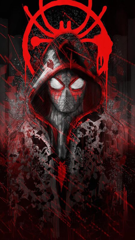 Spider-man in Red Hoodie — Black, Dramatic