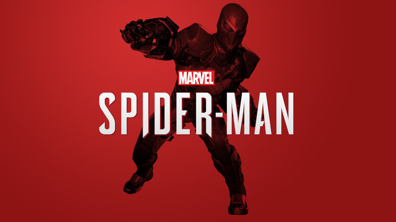 Spider-man in Red Suit — Dramatic, Digital Art, Marvel Logo
